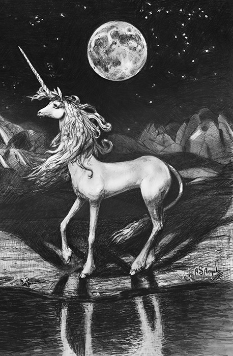 Unicorn under Full Moon